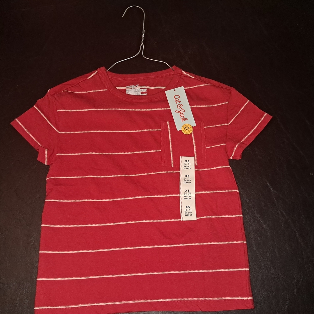Cat & Jack Kids Red and White Striped Tee